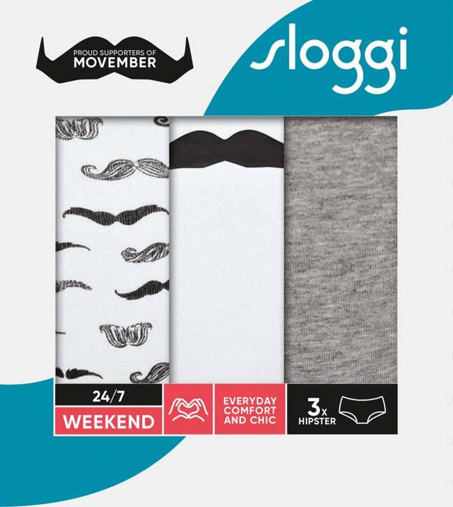 Majtki Sloggi 24/7 Weekend Movember Hipster C3P white dark combination